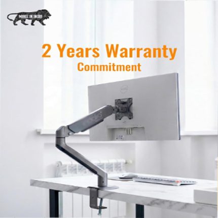 Gas Spring Single Monitor Arm Desk Mount for 13-32 Inch LED/LCD Screens, Fully Adjustable Heavy Duty Monitor Stand, VESA 75x75 100x100, C-Clamp and Grommet Base, Made in India, 2-Year Warranty